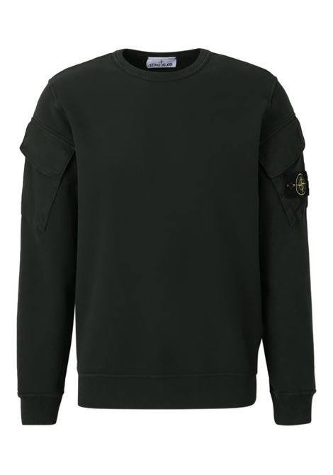 brushed organic cotton fleece sweatshirt man juniper STONE ISLAND | K2S15 6100008 S0A20V005E